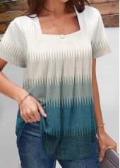 Ombre Breathable Peacock Blue Short Sleeve T Shirt