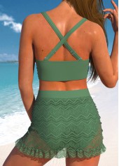 Lace Sage Green V Neck Bikini Set