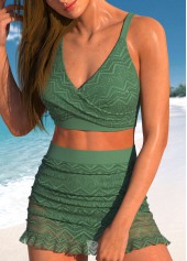 Lace Sage Green V Neck Bikini Set