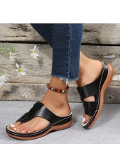 Toe Post Low Heel Black Flip Flops