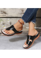 Toe Post Low Heel Black Flip Flops