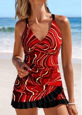 Ombre Surplice Deep Red Tankini Set