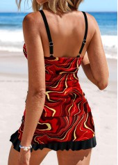 Ombre Surplice Deep Red Tankini Set