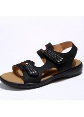 Open Toe Falt Velcro Design Black Scandals