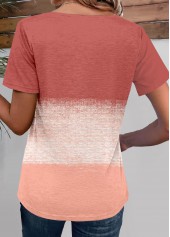 Ruched Dusty Pink Short Sleeve Square Neck T Shirt
