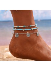 Baded Design Turquoise Iron Anklet Set