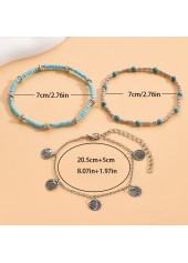 Baded Design Turquoise Iron Anklet Set