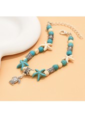 Turquoise Alloy urtle Design Baded Bracelet