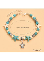 Turquoise Alloy urtle Design Baded Bracelet