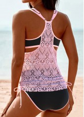 Ruched Lace Light Pink Tankini Set