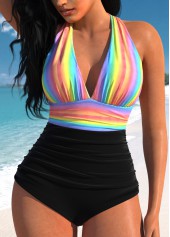 Rainbow Print Tie One Piece Swimwear