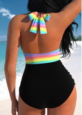 Rainbow Print Tie One Piece Swimwear