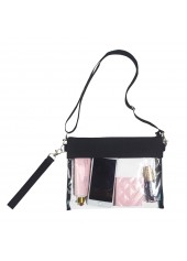 Black PVC Zip Transparent Crossbody Bag