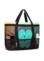 Black Nylon Open Mesh Hand Bag