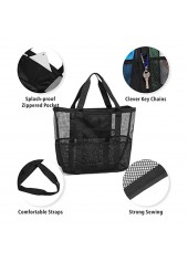 Black Nylon Open Mesh Hand Bag