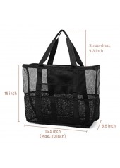Black Nylon Open Mesh Hand Bag
