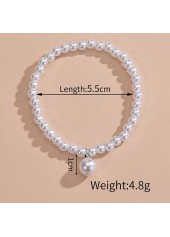 White Color Round Pearl Detail Anklet