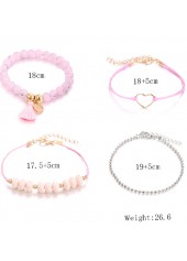 Pink Color Round Alloy Detail Bracelets