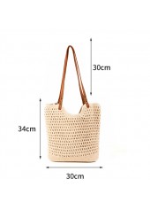 Beige Cotton Zip Closure Shoulder Bag