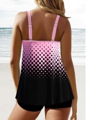 Plus Size Pink Ombre Patchwork Tankini Set