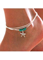 Layered Starfish Mint Green Polyresin Anklet