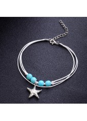 Layered Starfish Mint Green Polyresin Anklet