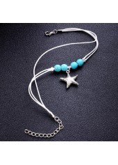 Layered Starfish Mint Green Polyresin Anklet