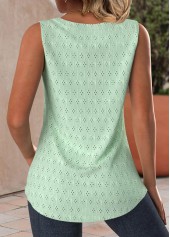 Jacquard Light Green Sleeveless Square Neck Tank Top