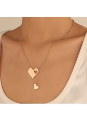 Gold Heart Drop Alloy Chain Necklace