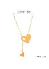 Gold Heart Drop Alloy Chain Necklace