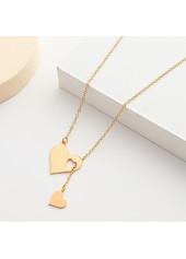 Gold Heart Drop Alloy Chain Necklace