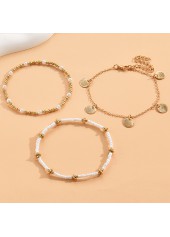 Gold Round Seashell Detail Anklet Set