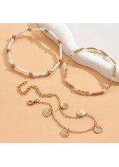 Gold Round Seashell Detail Anklet Set