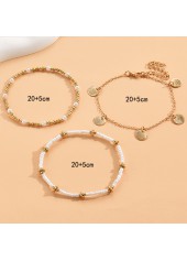 Gold Round Seashell Detail Anklet Set