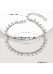 Silvery White Round Alloy Geometric Anklet