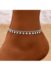 Silvery White Round Alloy Geometric Anklet