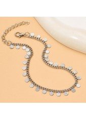 Silvery White Round Alloy Geometric Anklet