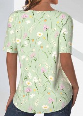 Plus Size Light Green Textured Fabric T Shirt