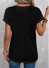 Geometric Print Patchwork Black Short Sleeve T Shirt