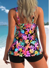 Floral Print Drawstring Multi Color Tankini Top-No Bottom