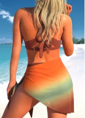 Ombre Three-piece Dark Coffee Bikini Set