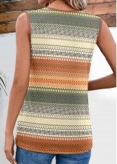 Striped Pleated Multi Color Square Neck Tank Top