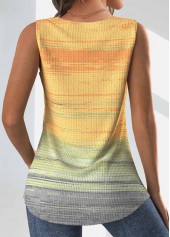 Ombre Button Light Yellow Sleeveless Square Neck Tank Top