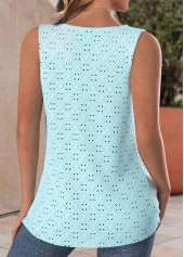 Twist Light Blue Sleeveless V Neck Tank Top
