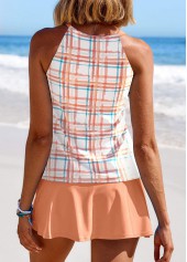 Geometric Print Cut Out Orange Tankini Set