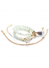 White Color Round Alloy Detail Bracelets