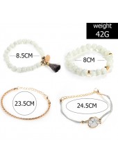 White Color Round Alloy Detail Bracelets