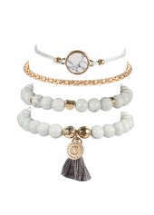 White Color Round Alloy Detail Bracelets