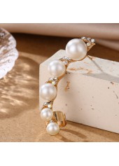 Gold Color Round Pearl Ear Studs