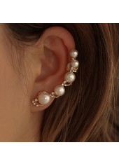 Gold Color Round Pearl Ear Studs